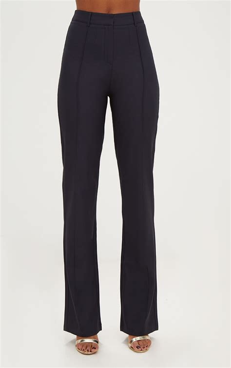 navy straight leg trousers